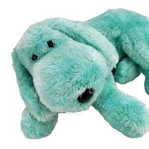 Beanie Buddies Floppy Retired Diddley Dog Plush 14" Green Stuffed Puppy Laying